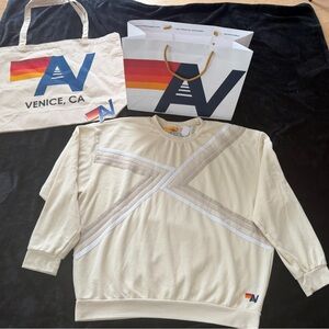 - NWT Aviator Nation BLAZE Relaxed Crew Size Large + Tote bag
